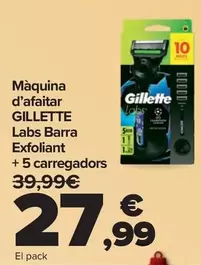 Gillette - Maquina Afeitado Labs Barra Exfoliante + 5 Cargadores