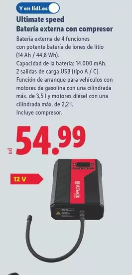 Ultimate Speed - Bateria Externa Con Compresor
