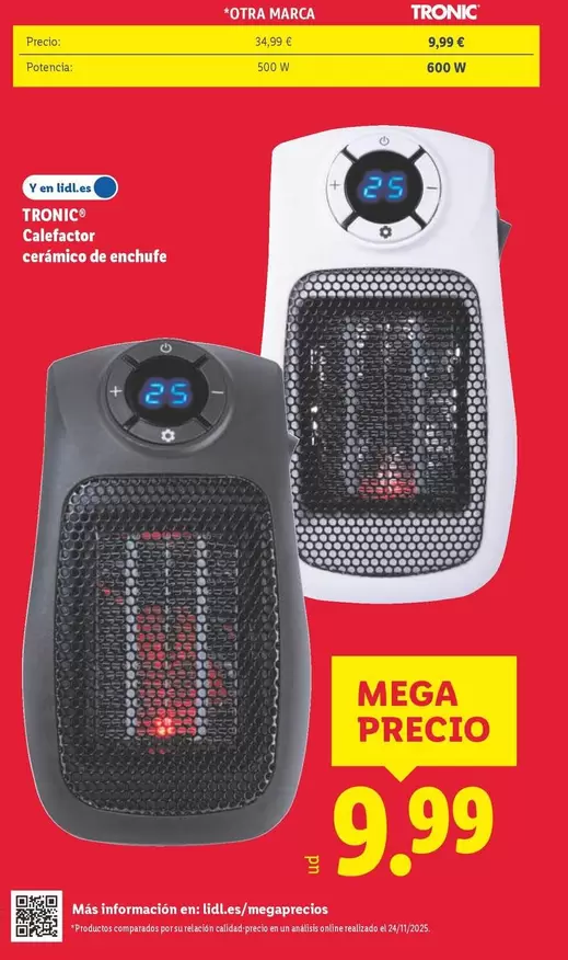 Tronic - Calefactor Cerámico De Enchufe