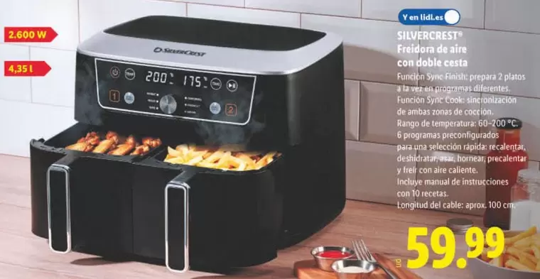 SilverCrest - Freidora De Aire Con Doble Cesta