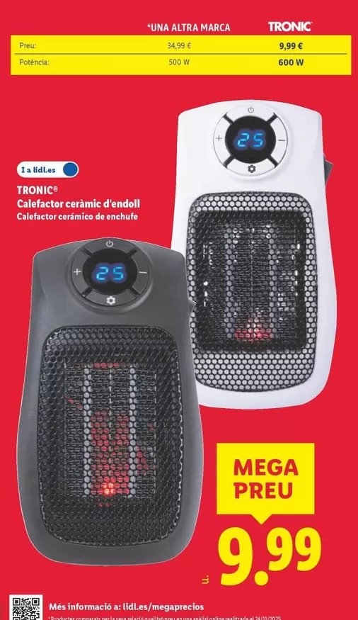 Tronic - Calefactor Cerámico De Enchufe