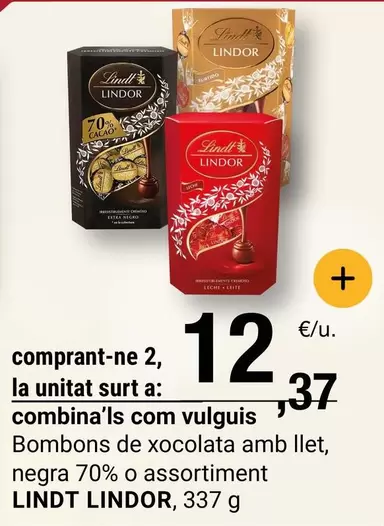 Lindt - Bombons De Xocolata Amb Llet, Negra 70% O Assortiment