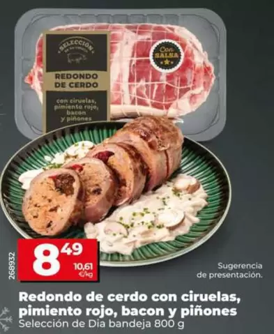 Seleccion De Dia - Redondo De Cerdo Con Ciruelas, Pimiento Rojo, Bacon Y Piñones 