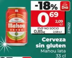 Mahou - Cerveza Sin Gluten Lata 33 Cl