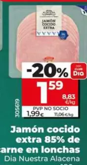 Dia Nuestra Alacena - Jamon Cocido Extra 85% De Carne En Lonchas 180 G