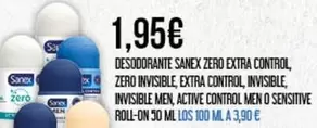 Sanex - Desodorante Zero Extra Control, Zero Invisible, Extra Control, Invisible, Invisible, Men, Active Control Men O Sensitive Roll-on