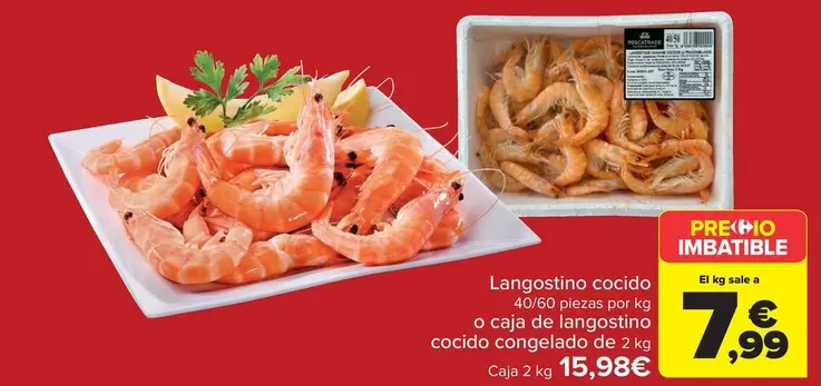 Langostino Cocido 4060 Piezas Por Kg O Caja De Langostino Cocido Congelado De 2 Kg