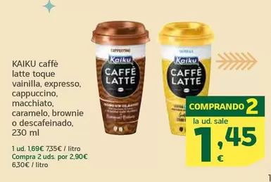 Kaiku - Caffè Latte Toque Vainilla, Expresso, Cappuccino, Macchiato, Caramelo, Brownie O Descafeinado