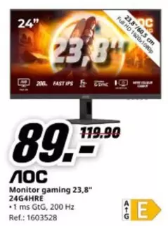 AOC - Monitor Gaming 23.8" 24g4thre