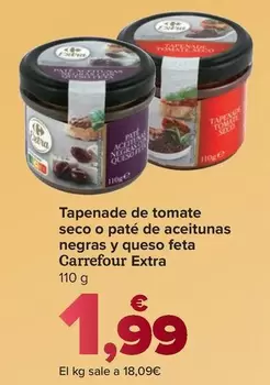 Carrefour Extra - Tapenade De Tomate Seco O Paté De Aceitunas Negras Y Queso Feta
