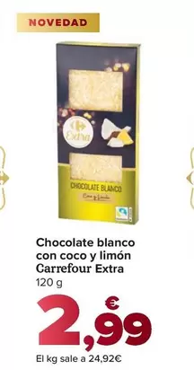 Carrefour Extra - Chocolate Blanco Con Coco Y Limón