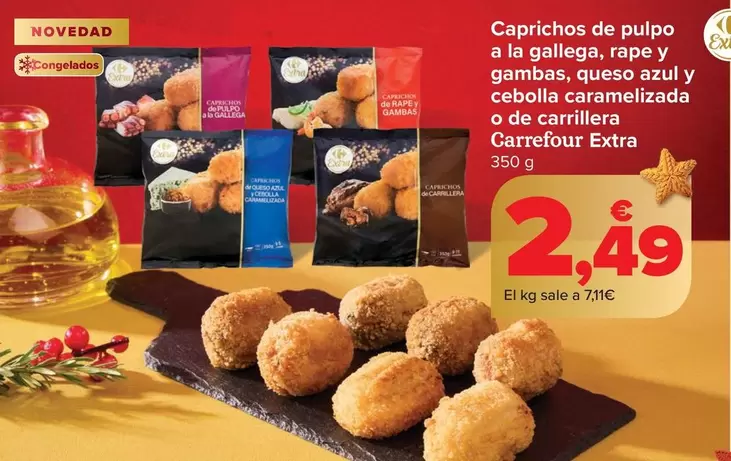 Carrefour Extra - Caprichos De Pulpo A La Gallega, Rape Y Gambas, Queso Azul Y Cebolla Caramelizada O De Carrillera