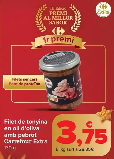 Carrefour Extra - Filete De Atún En Aceite De Oliva Con Pimiento 