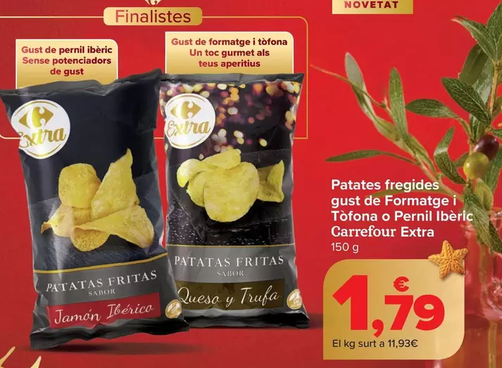 Carrefour Extra - Patatas Fritas Sabor Queso Y Trufa O Jamón Ibérico