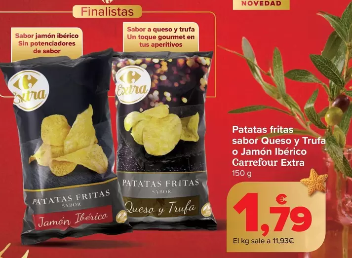 Carrefour Extra - Patatas Fritas Sabor Queso Y Trufa O Jamón Ibérico