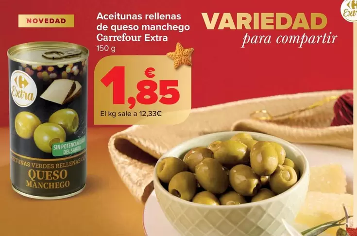Carrefour Extra - Aceitunas Rellenas De Queso Manchego