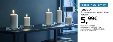 Fenomen - 5 Velas Gruesas Sin Perfume, Natural