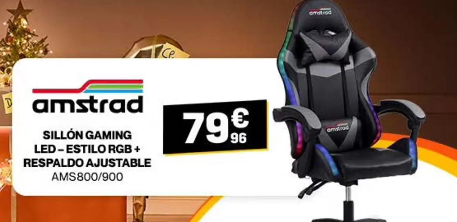 Amstrad - Sillón Gaming Led-estil, Rgb+ Respaldo Ajustable