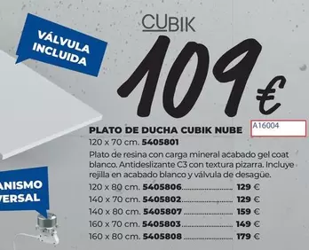 Plato De Ducha Cubik Nube