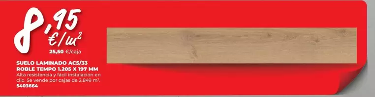 Suelo Laminado AS5/33 Roble Tempo 1.205 X 197 Mm