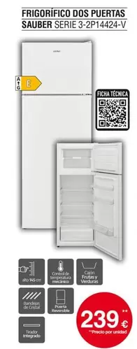 Sauber - Frigorífico Dos Puertas