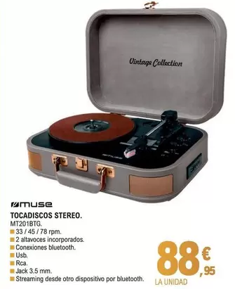 Muse - Tocadiscos Stereo MT201BTG