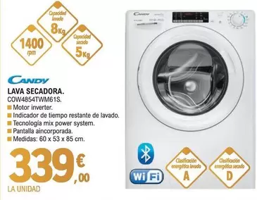 Candy - Lava Secadora. COW4854TWM61S