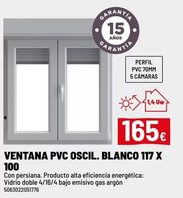 PVC - Ventana Pvc Oscil. Blanco 117 X 100