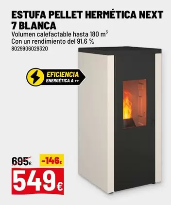 Estufa Pellet Hermetica Next 7 Blanca