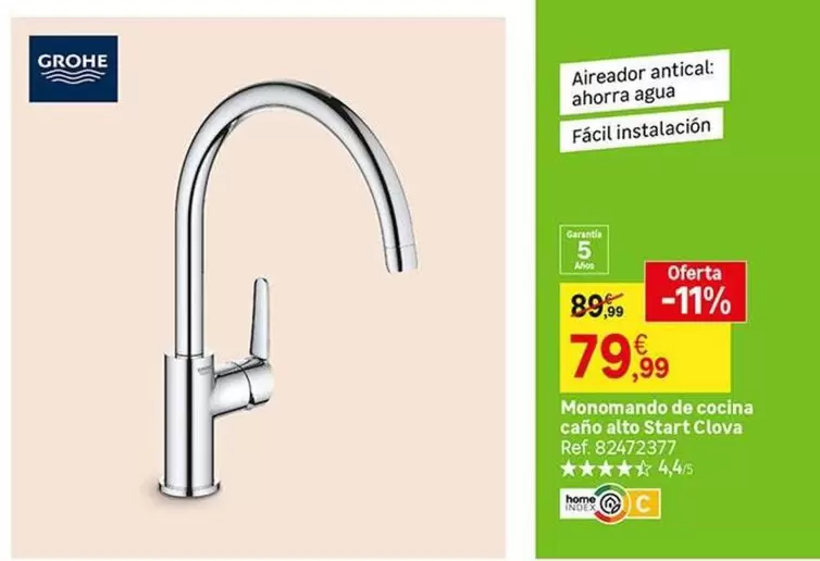 Grohe - Moonmande De Cocina Cano Alto Start Clova