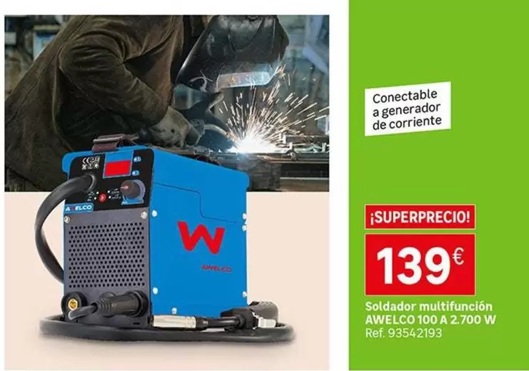 Soldador Multifunción Awelco 100 A 2,700 W