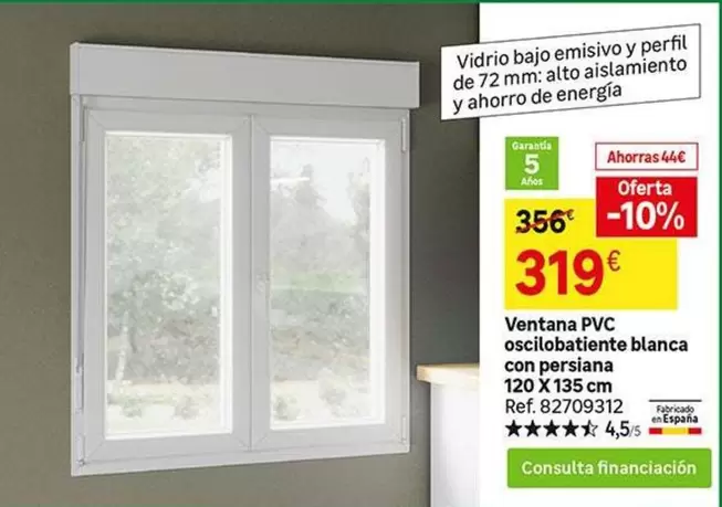 PVC - Ventana Pvc Oscillobatiente Blanca Con Persiana