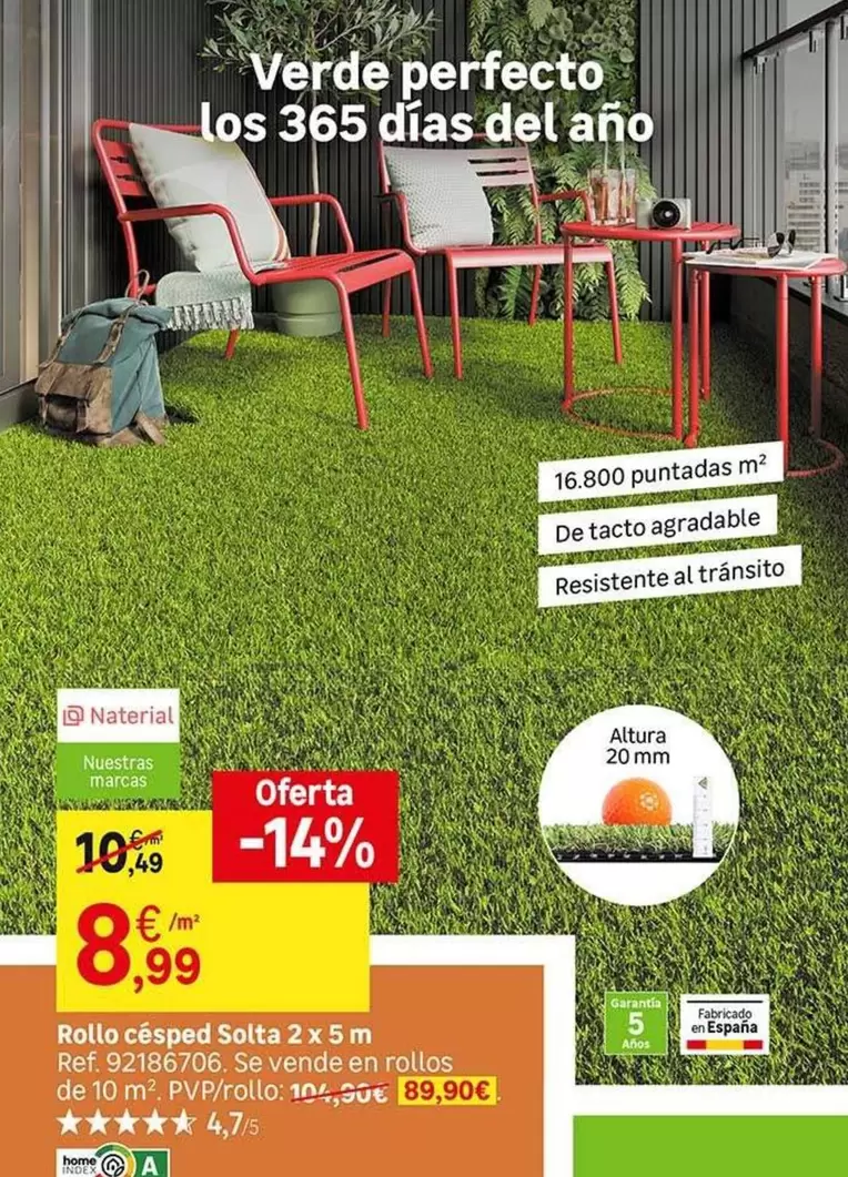 Perfecto - Rollo Cesped Solta 2 X 8 M