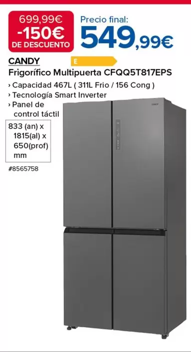 Candy - Frigorífico Multiqueta Cfqqqst81teps