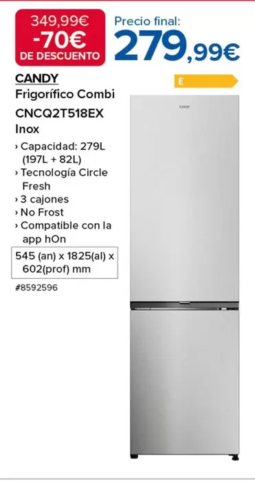 Candy - Frigorifico Combi Cncq2t518ex