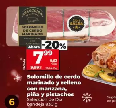 Seleccion De Dia - Solomillo De Cerdo Marinado Y Relleno Con Manzana, Piña Y Pistachos