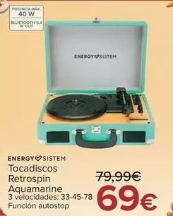 Energy Sistem - Tocadiscos Retrospin Aquamarine