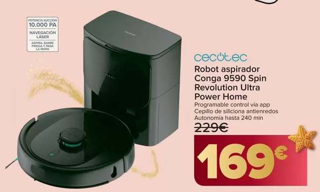 Cecotec - Robot Aspirador Conga 9590 Spin Revolution Ultra Power Home