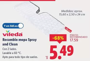 Vileda - Recambio mopa spray and Clean