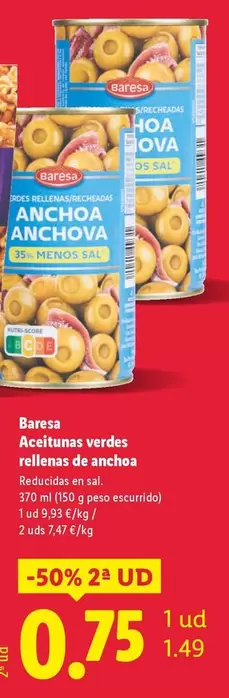 Baresa - Aceitunas Verdes Rellenas De Anchoa
