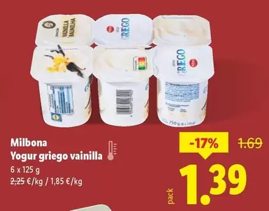 Milbona - Yogur Griego Vainilla
