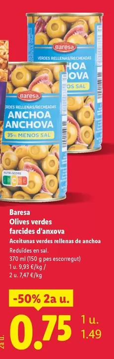 Baresa - Aceitunas Verdes Rellenas De Anchoa