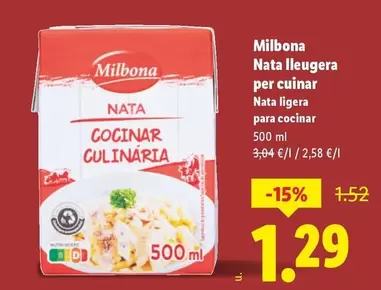 Milbona - Nata Ligera Para Cocinar