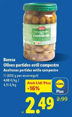 Baresa - Aceitunas Partidas Estilo Campestre