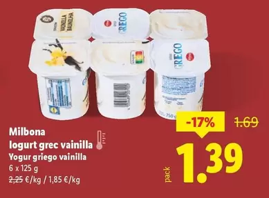 Milbona - Yogur Griego Vainilla