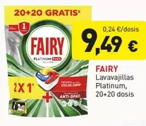 Fairy - Lavavajillas Platinum, 20+20 Dosis