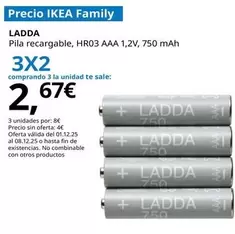 Ladda Pila Recargable, HR03 AAA 1,2V, 750 Mah
