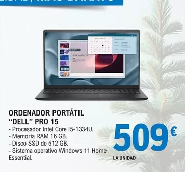 Dell - Ordenador Portátil ' Pro 15