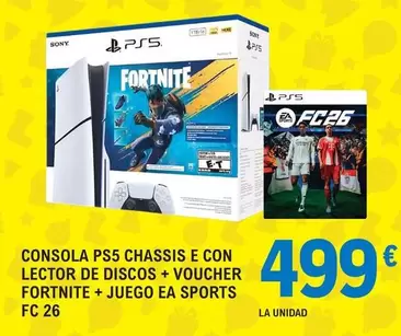 Sony - Consola Ps5 Chassis E Con Lector De Discos + Voucher Fortnite + Juego Ea Sports Fc 26