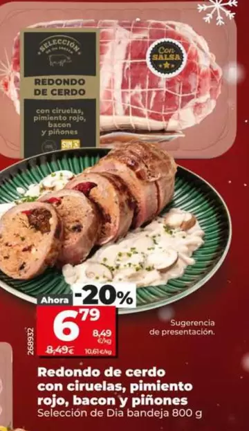 Seleccion De Dia - Redondo De Cerdo Con Ciruelas, Pimiento Rojo, Bacon Y Piñones